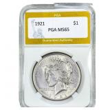 1921 Silver Peace Dollar PGA MS65