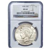 1935 Silver Peace Dollar NGC MS64