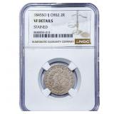 1845 Chile Silver 2 Reales NGC VF Details