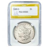 1889-S Morgan Silver Dollar PGA MS65