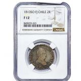 1813 Colonial Spain Silver 2 Reales NGC Fine12