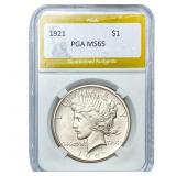 1921 Silver Peace Dollar PGA MS65