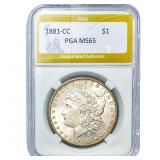 1881-CC Morgan Silver Dollar PGA MS65