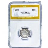 1937 Mercury Silver Dime PGA MS67