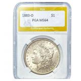 1883-O Morgan Silver Dollar PGA MS64