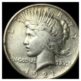1921 Silver Peace HR Dollar NEARLY  UNCIRCULATED