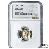 1942 Mercury Silver Dime NGC MS66 FB