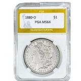 1880-O Morgan Silver Dollar PGA MS64