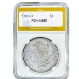 1880-O Morgan Silver Dollar PGA MS65