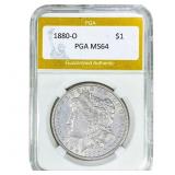 1880-O Morgan Silver Dollar PGA MS64
