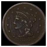 1854 Braided Hair Large Cent CLOSELY  UNCIRCULATE