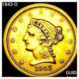 1843-O $2.50 Gold Quarter Eagle CHOICE AU