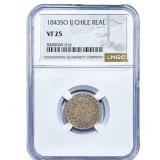 1843-SO Chile Silver 1 Real NGC VF25
