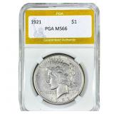 1921 Silver Peace Dollar PGA MS66