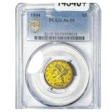 1844 $5 Gold Half Eagle PCGS AU50