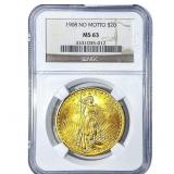 1908 $20 Gold Double Eagle NGC MS63 No Motto