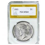 1921 Silver Peace Dollar PGA MS64