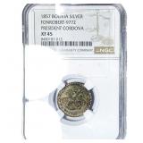 1857 Bolivia  President Cordova Silver Medal NGC X