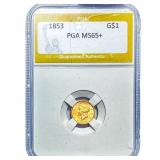 1853 Rare Gold Dollar PGA MS65+