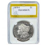 1879-S Morgan Silver Dollar PGA MS64PL