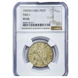 1927 Chile Silver 1 Peso NGC VF25