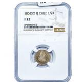 1803 Colonial Spain Silver 1/2 Real NGC F12