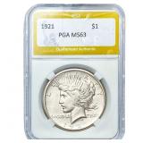1921 Silver Peace Dollar PGA MS63