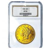 1904 $20 Gold Double Eagle NGC MS63