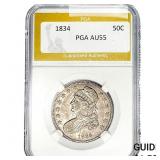 1834 Capped Bust Half Dollar PGA AU55