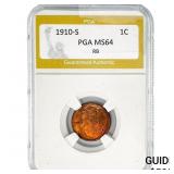 1910-S Wheat Cent PGA MS64 RB