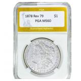 1878 Rev 79 Morgan Silver Dollar PGA MS60