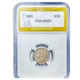 1865 Nickel Three Cent PGA MS63
