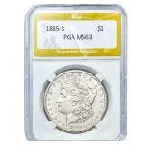 1885-S Morgan Silver Dollar PGA MS63