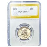 1947 Washington Silver Quarter PGA MS66+
