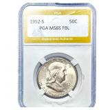 1952-S Franklin Half Dollar PGA MS65FBL