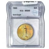 1999 $25 1/2oz Gold American Eagle ICG MS69