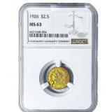 1926 $2.50 Gold Quarter Eagle NGC MS63