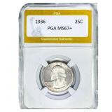 1936 Washington Silver Quarter PGA MS67+