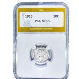 1916 Mercury Silver Dime PGA MS65