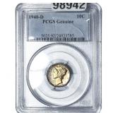 1940-D Mercury Silver Dime PCGS Genuine