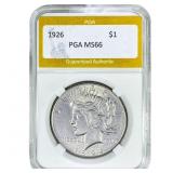 1926 Silver Peace Dollar PGA MS66