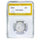 1890 Seated Liberty Quarter PGA MS64