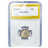 1934-D Mercury Silver Dime PGA MS67