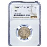 1845 Chile Silver 2 Reales NGC F12