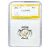 1917-S Mercury Silver Dime PGA MS66