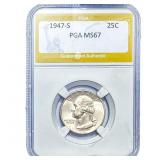 1947-S Washington Silver Quarter PGA MS67