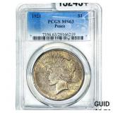 1921 Silver Peace Dollar PCGS MS63