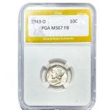 1943-D Mercury Silver Dime PGA MS67FB