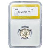 1934 Mercury Silver Dime PGA MS67FB