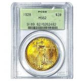 1928 $20 Gold Double Eagle PCGS MS62